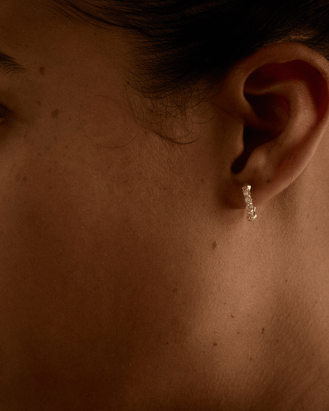 Diamond Huggie Hoops _ METAL X WIRE designs